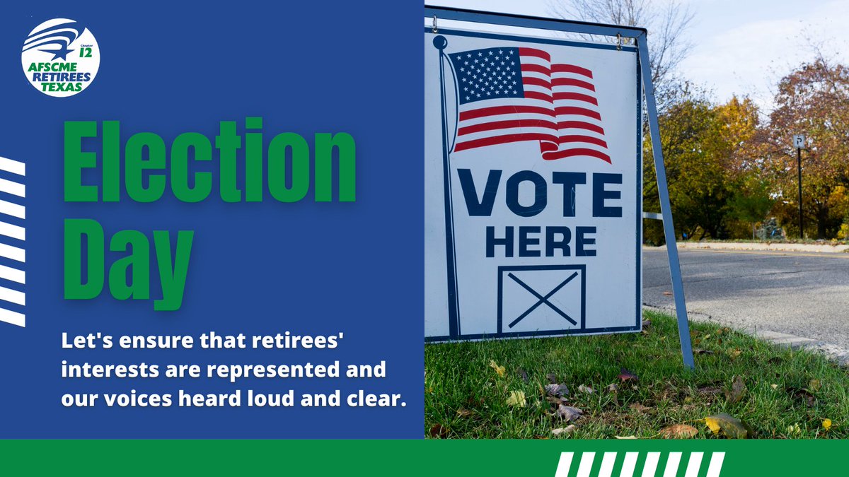 It's Election Day! If you haven't already, visit your local polling place and exercise your right to vote. #AFSCME #ElectionDay #votingmatters #txlege