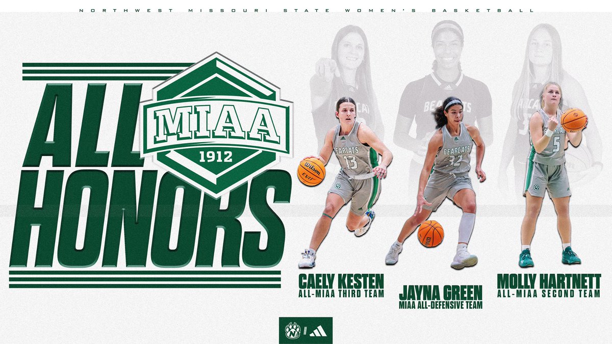Northwest Athletics (@bearcatsports) on Twitter photo The @MIAA has recognized three members of the <a href="/nwbearcatwbb/">Bearcat WBB</a> team with all-MIAA accolades.
Jayna Green was named to the all-MIAA Defensive team, Molly Hartnett earned all-MIAA second team and Caely Kesten earned all-MIAA third team.
bit.ly/3wI99Xb The @MIAA has recognized three members of the <a href="/nwbearcatwbb/">Bearcat WBB</a> team with all-MIAA accolades.
Jayna Green was named to the all-MIAA Defensive team, Molly Hartnett earned all-MIAA second team and Caely Kesten earned all-MIAA third team.
bit.ly/3wI99Xb