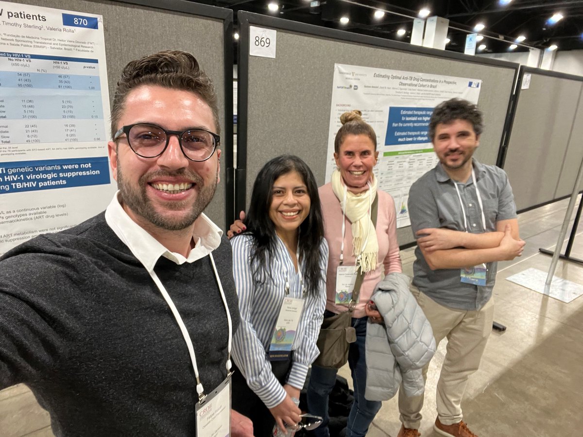 Love to see the smiling faces of our RePORT-Brazil investigators at #CROI2024! Congrats on your poster presentations 🎉 @felipemridolfi (@fiocruz), Gustavo Amorim (@vandy_biostat), and Maria Arriaga (@VUMC_ID)