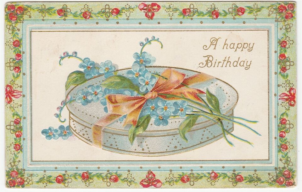 Vintage Postcard Birthday Gift Box with Forget Me Not Flowers 1913 Embossed ebay.com/itm/3639895069…  #vintage  #ephemera #eBay #birdhousebooks #postcards #vintagepostcards