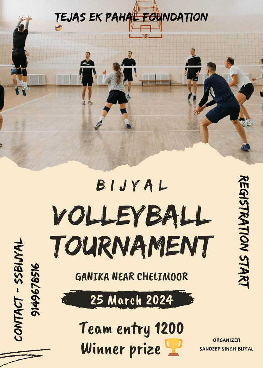 Bijyal volleyball tournament is going to start from 25th March in Ganika.
Entry for each team is ₹1200
@Akashparihar110 @harvinder_ias @kheloindia @dcdodaofficial @XtremeAdvntrs @rjaryan_ @shaktiparihar_ @Vipan_shar_ma @WilsonVollyball @unxploredheaven @JammuTourism