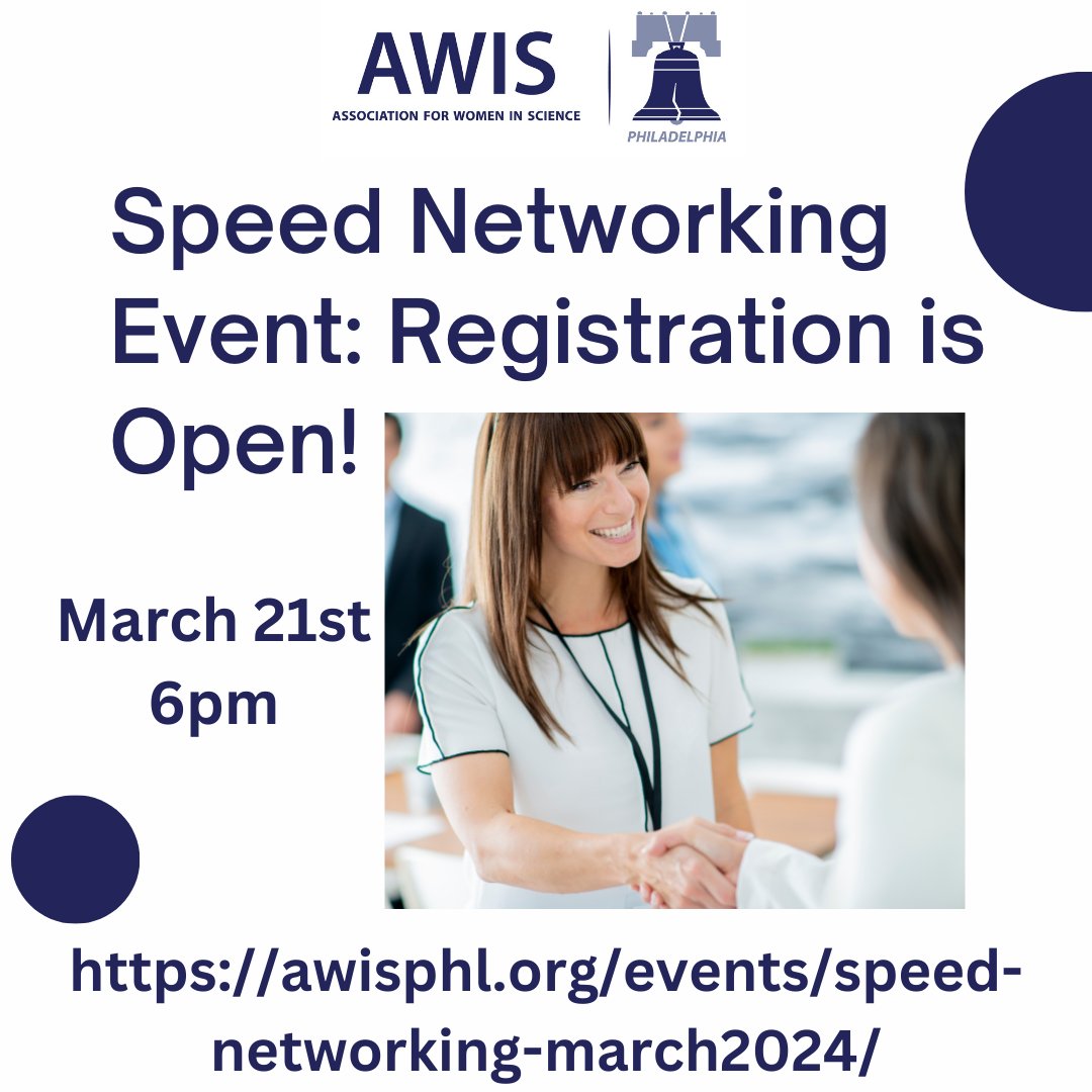 Spots are still open for our in-person Speed Networking event at Drexel University! Don't miss out on a great opportunity to learn and network with local women in STEM fields. #research #networking

Link: awisphl.org/events/speed-n…