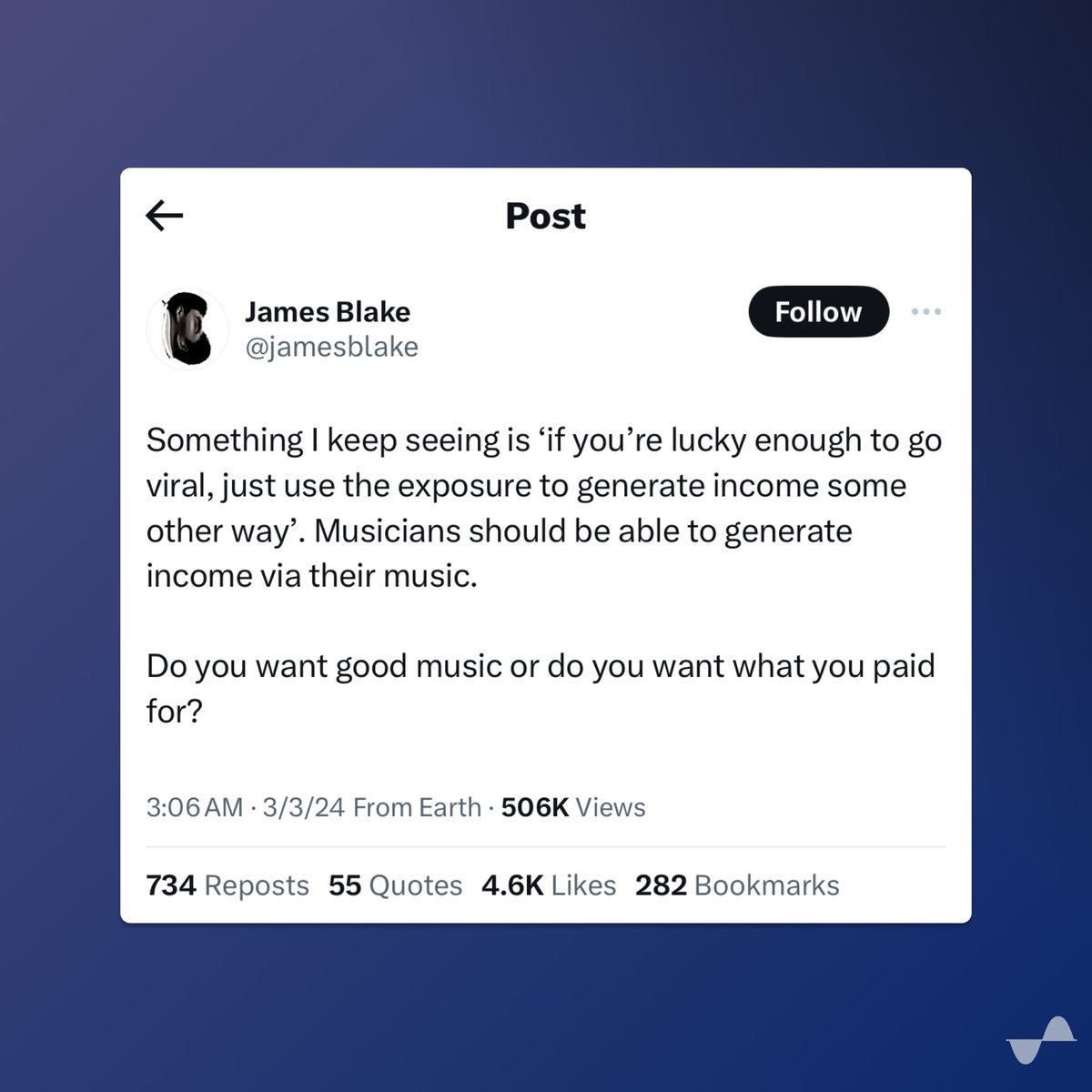 Unisound_io's tweet photo. Grammy-winning artist and producer James Blake has spoken about his experience in the modern music industry, highlighting how music creators now need to dominate social media to open new income opportunities, rather than generating income directly from their musical creations. https://t.co/PFLOIkS4GQ