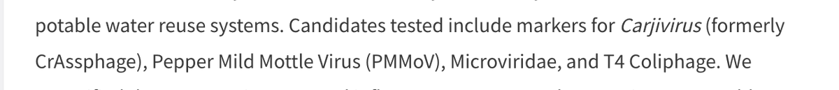 TIL that CrAssphage isn't called CrAssphage anymore. Love it when authors add helpful details like that.

Here's the paper btw: doi.org/10.1039/D3EW00…