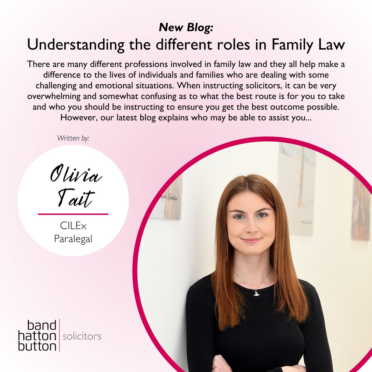 Ever been confused by the many different job titles within Family Law? Not too sure who will be able to assist you? Our latest blog by our CILEx Paralegal, Olivia Tait, takes a further look at exactly what each role entails.

bandhattonbutton.com/blog/understan…

#solicitors #coventry