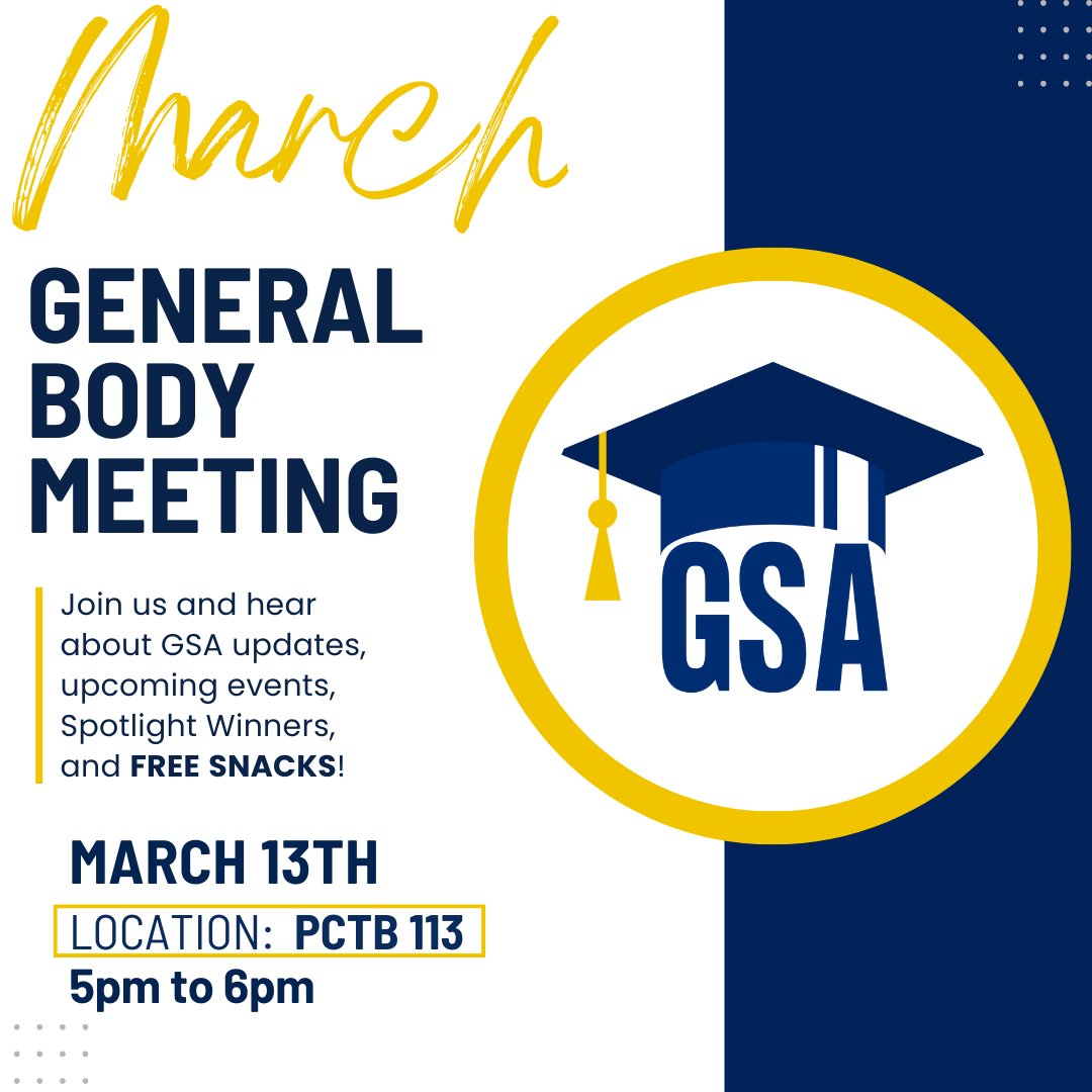jhmi_gsa's tweet image. Our March General Body Meeting will be held next Wednesday March 13th in PCTB113. We will be having the Student Health and Well-Being Office give us a short presentation about the functions of their office! Looking forward to seeing many of you there!