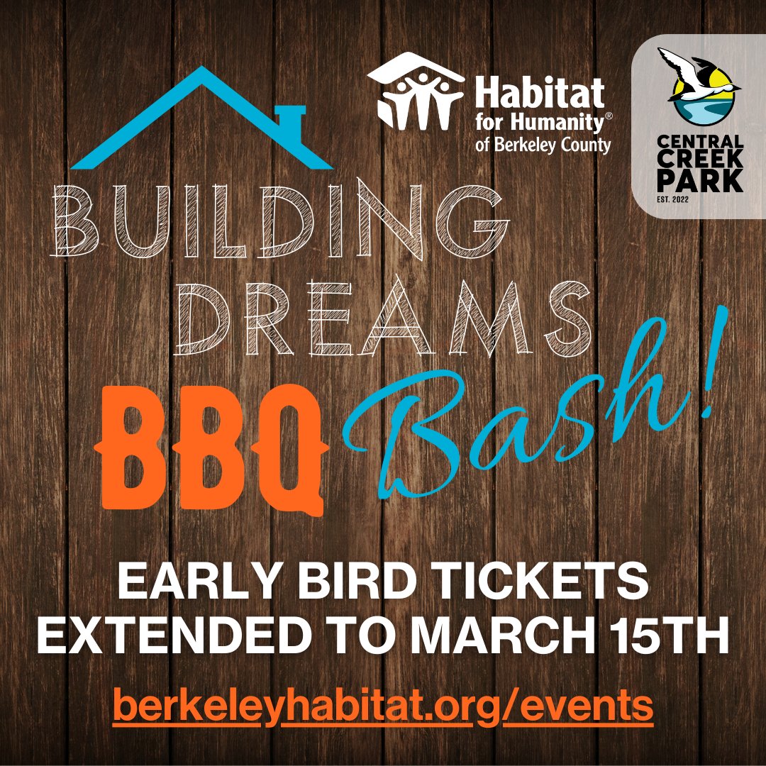 You're in luck! 🍀 Our $50 Early Bird tickets for our 3rd Annual BBQ Bash have been extended to March 15th! If you're in the market for a night filled with Swig & Swine catering, online raffles, music, and more... 📲 Visit berkeleyhabitat.org/events today!