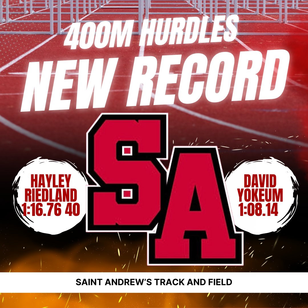 Congratulations to @hayley.rieland and @1t_m3_d4v1d for setting a new school record in the 400m hurdles! #GoSAScots