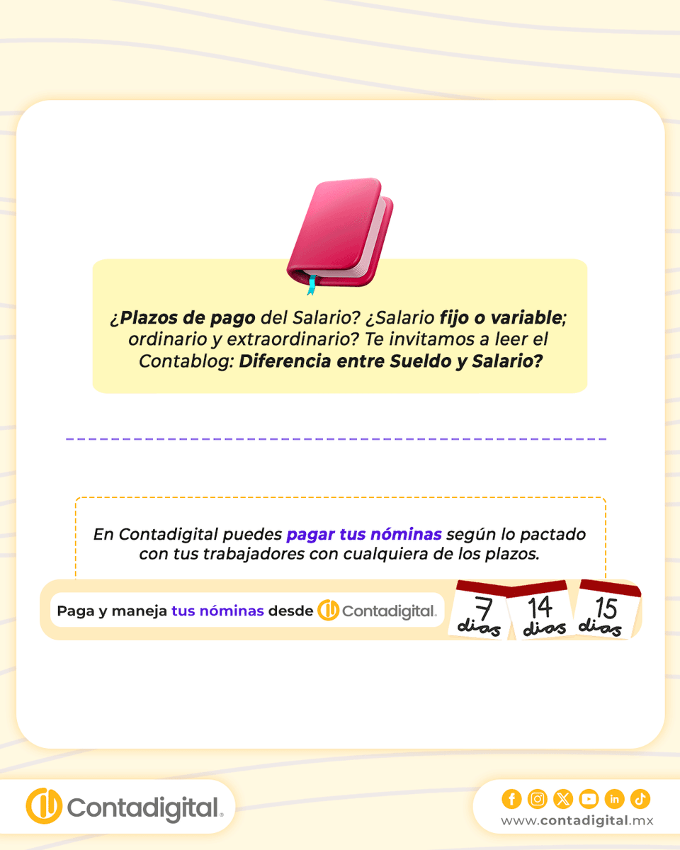 ContabilidadDig's tweet photo. 📍¿Sabes cuál es la diferencia entre #Sueldo y #Salario y cómo los define la LFT y la LISR? 🤔💰
Más información en el artículo del #Contablog 📒
https://t.co/PEbsjin3kk https://t.co/hM4BQQ8Q03
