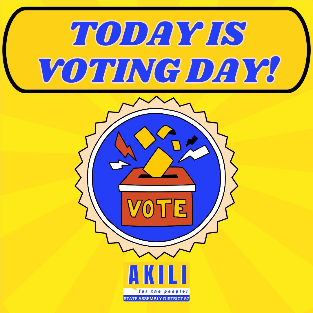 TODAY IS THE FINAL DAY TO SUBMIT YOUR BALLOT! 📍 Take your mail in ballot and drop it off at any polling center 📍 Vote by 8pm at your nearest voting center 📍 Mail out your voting ballot TODAY! Make sure your ballot is postmarked TODAY!) 💪🏾AND REMEMBER - VOTE FOR GREG AKILI💪🏾