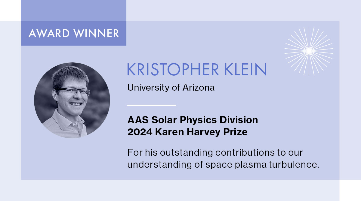 The AAS Solar Physics Division is awarding its 2024 George Ellery Hale Prize to Judith Lean (Naval Research Laboratory) and its 2024 Karen Harvey Prize to Kristopher Klein (University of Arizona). 🏆aas.org/posts/news/202…
