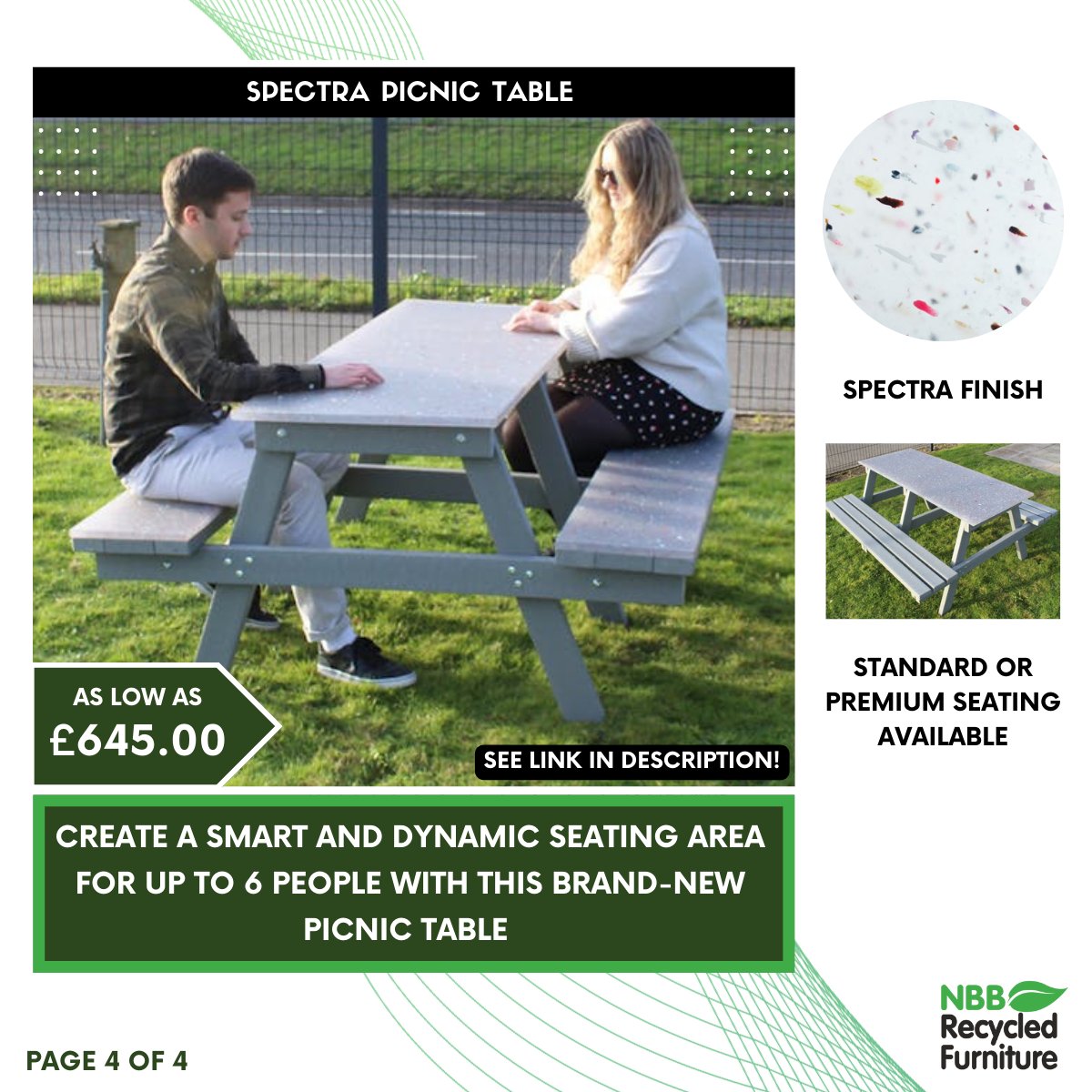 NEW PRODUCT ALERT! Brand New Artisan Picnic Tables are now available exclusively from NBB! Discover the five one-of-a-kind finishes in more detail today --> bit.ly/49E8RyX #NBBRecycledFurniture #artisanpicnictable #picnictables #recycledplastic #furniture #handcrafted