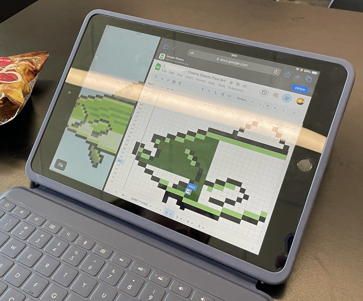 Fun stuff going on in Wildlife class! 7th graders are researching and creating pixel art representations of native fish species in Google Sheets - with some awesome results! #weareLCP @GoogleForEdu