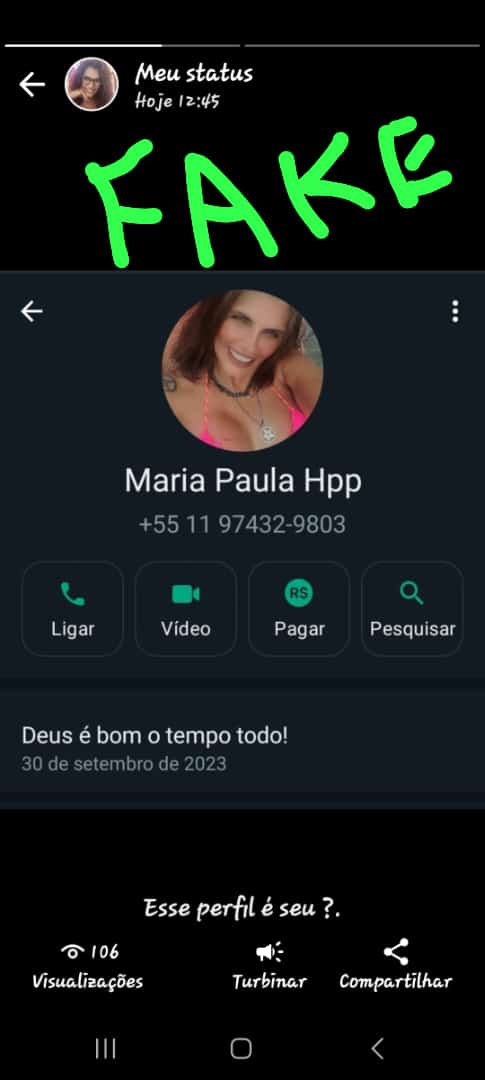 Fake se passando por mim no WhatsApp. Diz ela que mora em BH pra um devassinho e está vendendo rifa. Cuidado meninos Minhas rifas abro sempre em Live no Instagram pra provar a veracidade e compartilho sempre aqui e nas outras redes. Também mando mensagem ao ganhador. Muito…