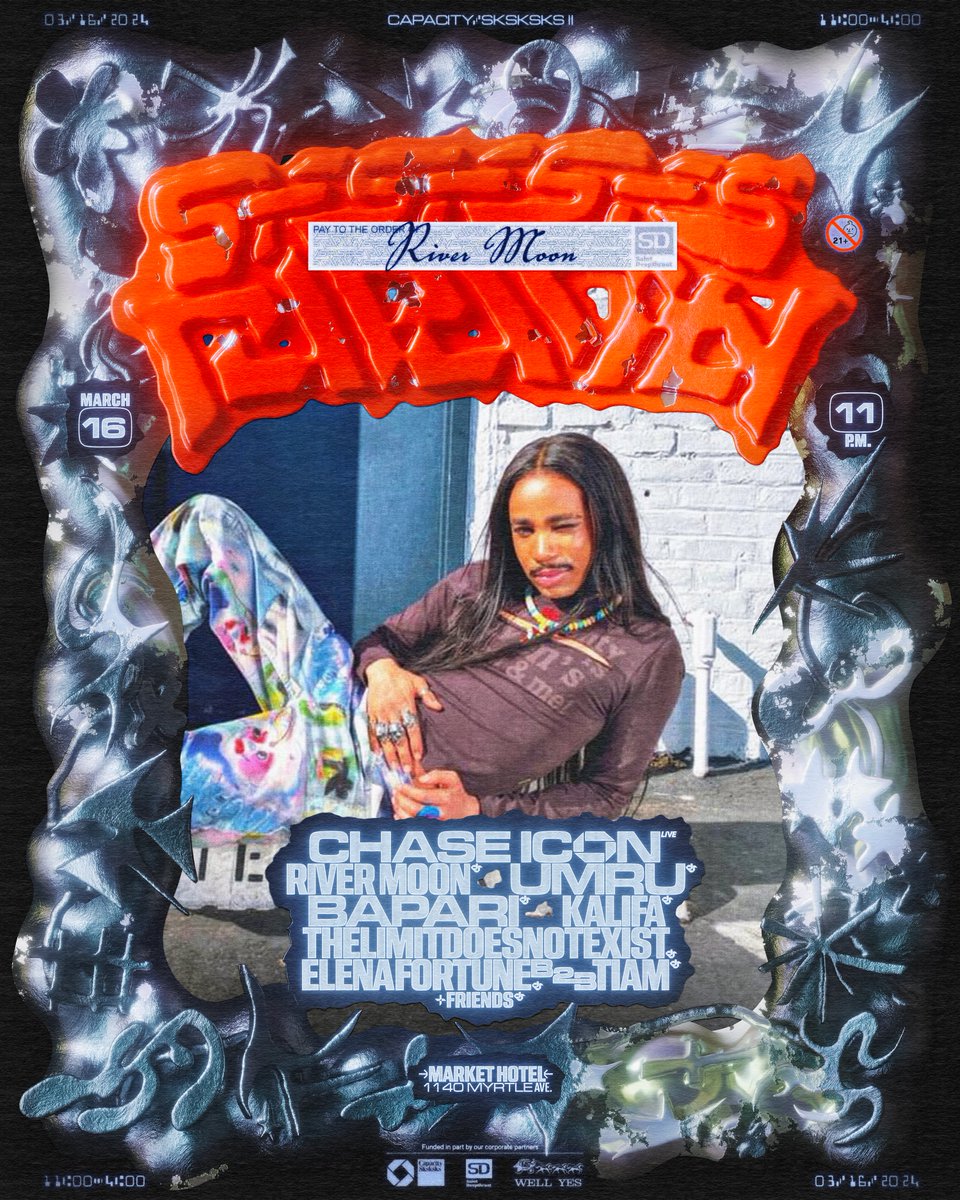 umru_'s tweet photo. Next Saturday Capacity &amp; @sksksks_bk meet again at @markethotelnyc 🏪 

tix selling fast → https://t.co/9VvLzdJjko

familiarize yourself with the lineup:
@chaseicon 
@kissmeriver 
@kalifa 
@bapari_ 
@semenmukbang 
@elenafortunee b2b @tiamschaper 
me

Poster by @kitasavi &amp; me https://t.co/YgZLUDSlt6