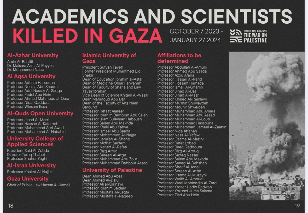 Let's hear from Palestinian academics . . . oh wait