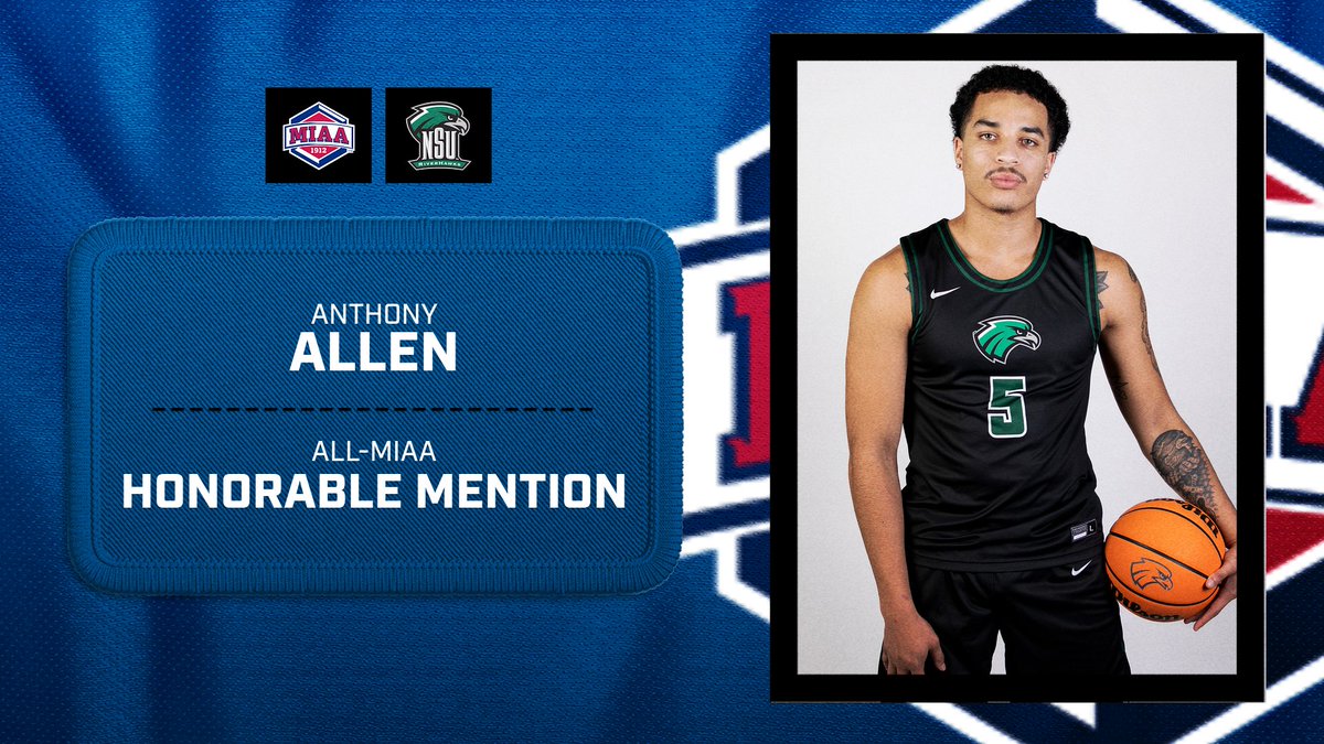 Anthony Allen earns an 𝐀𝐥𝐥-𝐌𝐈𝐀𝐀 selection for @RiverHawksMBB. He started in all 28 games, had 35 blocks, and averaged 13.2 points. #TeamNSU // #RiseHigh