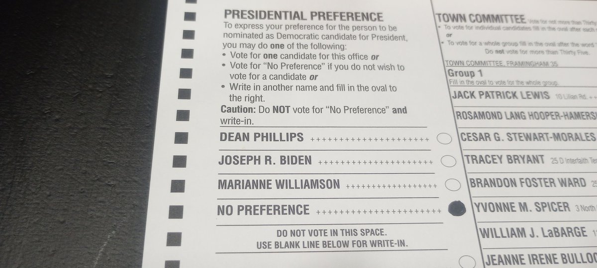 andrewqmr's tweet photo. I just voted #NoPreference in the Massachusetts Democratic presidential primary.

I will never support a candidate who is complicit in a genocide like @JoeBiden.

#SuperTuesday #Election2024 #mapoli https://t.co/gIOVlZtgjg