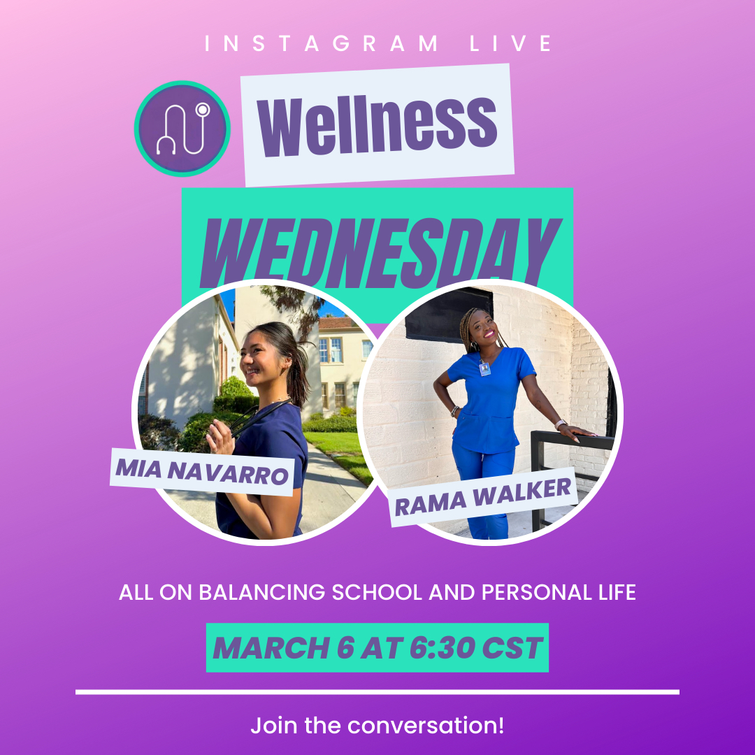Nurseify App (@nurseifyapp) on Twitter photo All new Wellness Wednesday with first time guest Mia Navarro! <a href="/miajaye_/">Kimia Butler</a> 💜
All about how to juggle both school and personal life and tips on how to handle stress. If you at a nursing student, you won’t want to miss!
Live on IG at 6:30pm CST🎙️ All new Wellness Wednesday with first time guest Mia Navarro! <a href="/miajaye_/">Kimia Butler</a> 💜
All about how to juggle both school and personal life and tips on how to handle stress. If you at a nursing student, you won’t want to miss!
Live on IG at 6:30pm CST🎙️