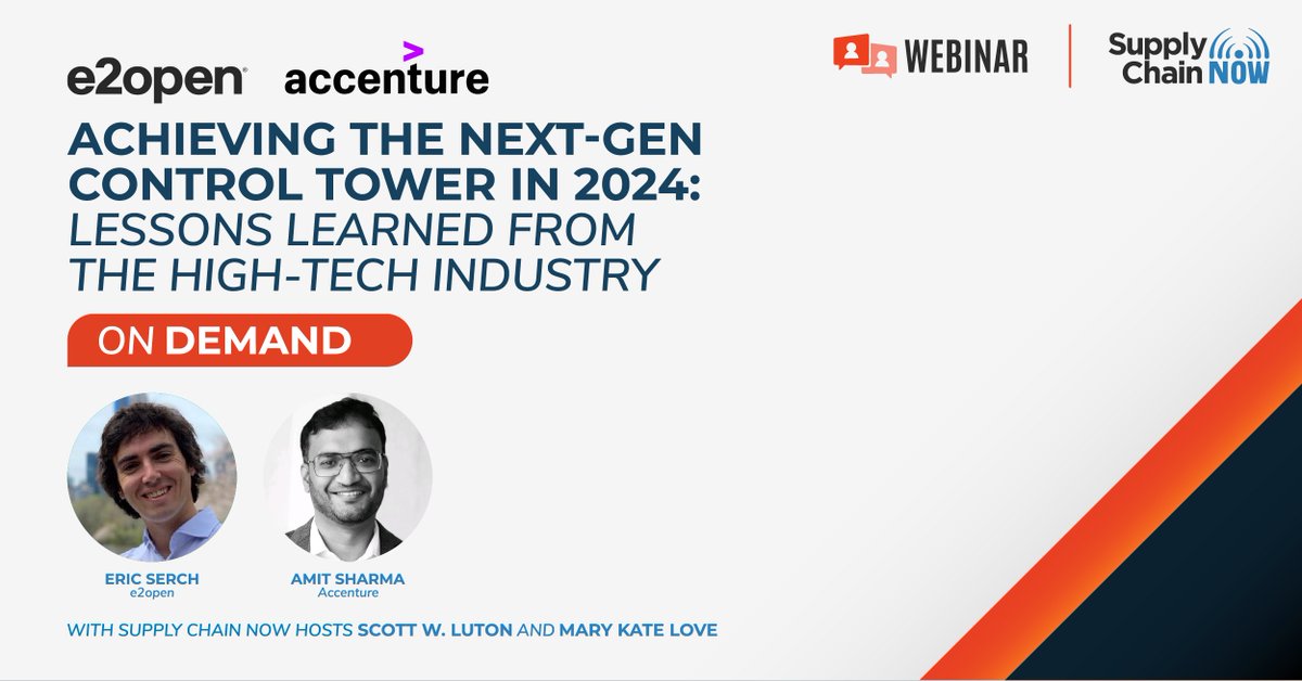 🔔 Register now to catch the recording of our recent webinar with @mklove2 & @ScottWLuton! Gain insights from Eric Serch from @e2open & Amit Sharma from @Accenture on #revolutionizingsupplychains in the high-tech industry. Reg: bit.ly/3UWeVhU