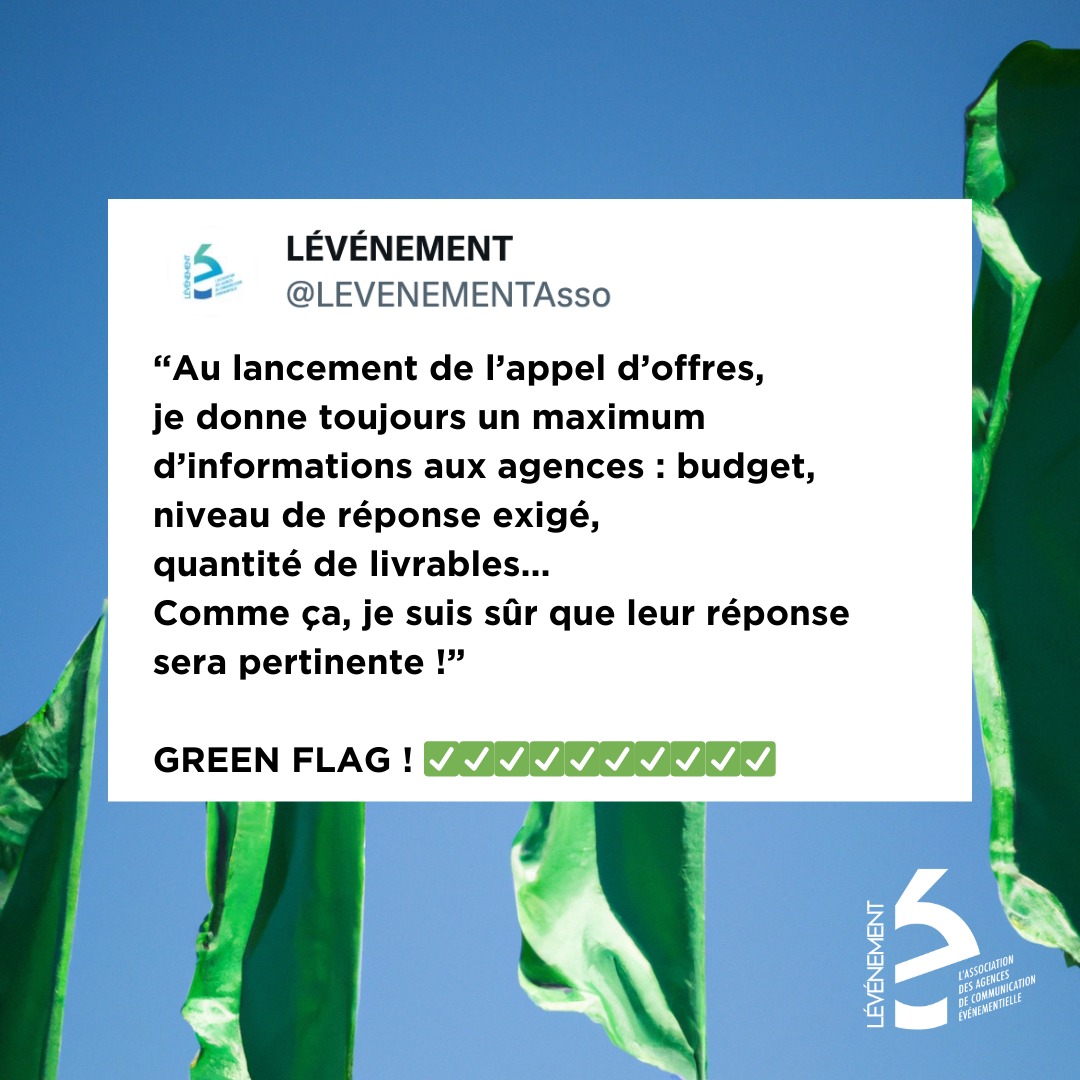 Donner toutes les informations requises aux agences au lancement de l’appel d’offres, c’est un ✅✅✅ 𝗚𝗥𝗘𝗘𝗡 𝗙𝗟𝗔𝗚 ✅✅✅ !

Découvrez l’ensemble de nos recommandations pour une relation clients / agences à forte valeur ajoutée dans notre guide ⏬ 
bit.ly/3uVutrE