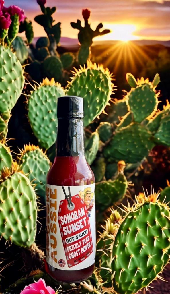 AussomAussie's tweet photo. Introducing our bold new creation... Sonoran Sunset Hot Sauce! Prickly pear ghost pepper blend.
โ
#NewProductSpotlight #PricklyPearHotSauce #AddSomeHeat #TrueBlue #HotSauce #TravelSize #organic #AllNatural #FitsInYourPurse #RealPeppers #SweetnSpicy https://t.co/hRYjHuYSd8