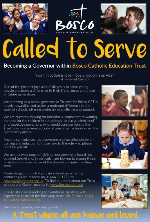 A great opportunity to volunteer as a Governor of Trustee and join the Bosco family
