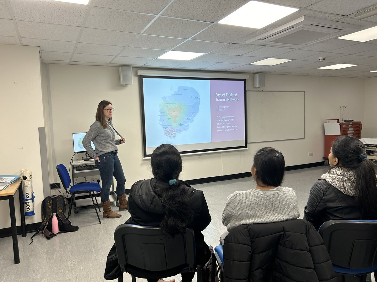 We were also lucky enough to have the brilliant and very knowledgeable <a href="/SianyCross/">Sian Cross</a> from <a href="/TraumaEast/">Trauma East</a> join us to kick the day off with an overview of trauma networks, systems and pathways in the East of England region 🗺️