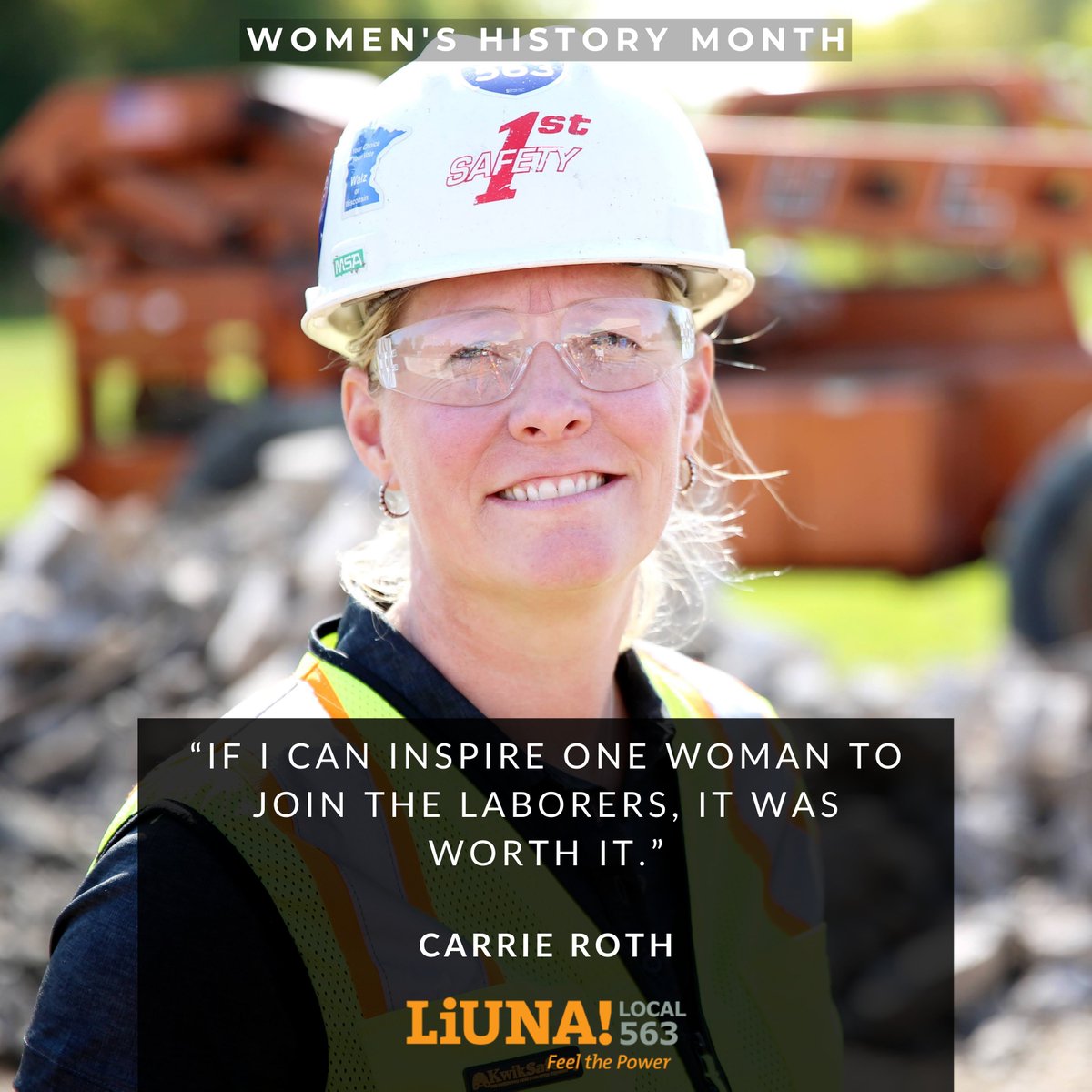 We're excited to recognize Carrie Roth during #WICWeek! Carrie is a #LIUNA Local 563 business agent and dedicated mentor to young #Laborers. Thanks to her dedication and leadership, the future of #MNTrades is more inclusive, accessible and fair. #WomenInConstructionWeek
