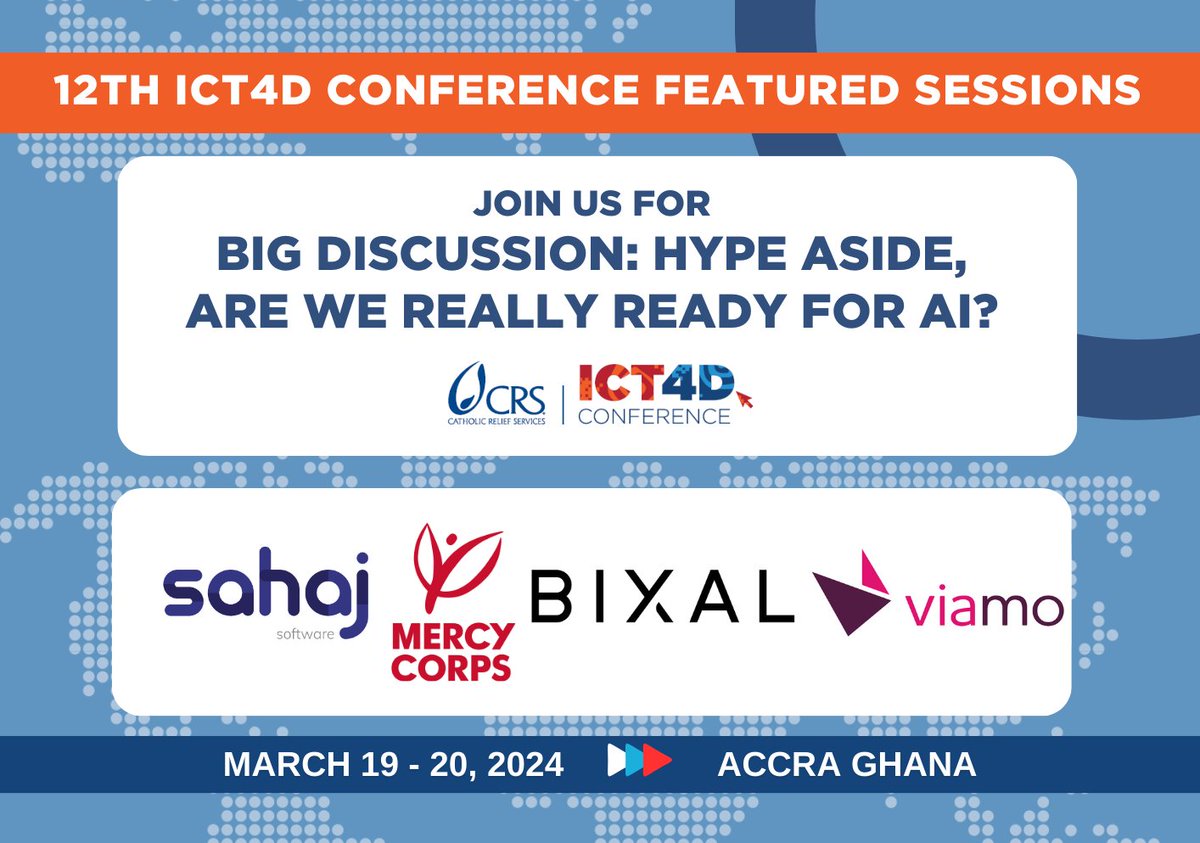 Join experts including Oshin Anand, head of data science at <a href="/SahajSoftware/">Sahaj Software</a>  and George Arthur-Sarpong, director of engineering at <a href="/ViamoGlobal/">Viamo</a> to discuss building trust in applications of #GenAI among vulnerable populations at the #ICT4D2024 Conference

ict4dconference.dryfta.com/16953849811/pr…