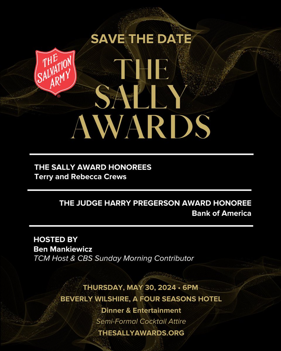 Please join us and save the date for the 2024 Sally Awards! We'd love to see you as we honor Terry and Rebecca Crews, and Bank of America. 🌟 More information can be found at: thesallyawards.org