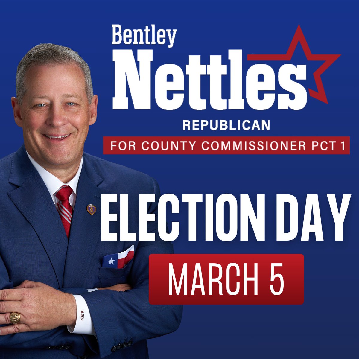 As leaders, we must understand that management of our county assets matter. I will bring more than 40 years of budgetary experience to the court. 

Today is Election Day. I humbly ask for your vote. bentleynettles.com/election-day

#VoteTexas