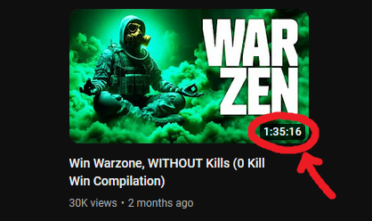 Results from my ultra-long YouTube video experiment.

This was inspired by TheCrazyGorilla on YouTube posting 3+ hour compilations of comedy skits. Mine is a 90-minute compilation of my best endgames from Warzone 2, each clip is around 3-5 minutes long.