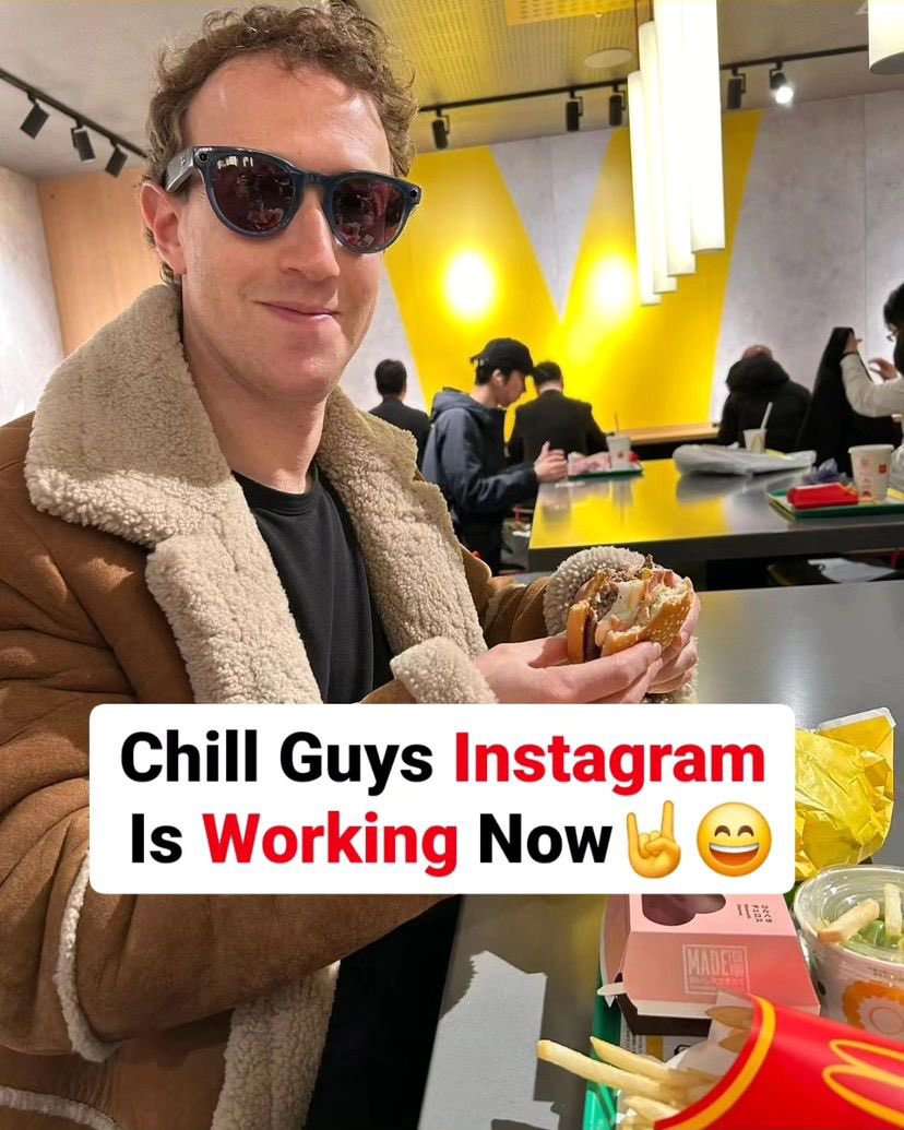 Netra24_'s tweet image. &quot;Zuckerberg&apos;s Reaction After Resolving Instagram Issues: 😂 #InstagramIssues #Relief&quot;