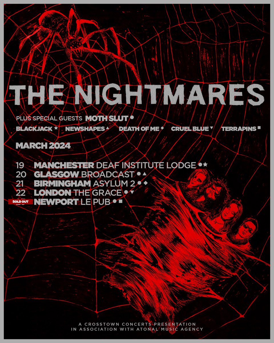 The Newport date at @Lepub of our tour with Moth slut is now officially SOLD OUT! Tour starts in just two weeks and the other dates aren’t far behind. So make sure you get your tickets now! We can’t wait to see you all! 🖤 linktr.ee/thenightmares