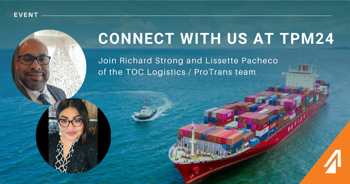 ProTrans3PL's tweet image. #TPM24 - We would love to connect! Join Richard Strong, our Senior Director of Operations - Freight Forwarding (USA) and Lissette Pacheco, our Global Director of Pricing and Procurement at TPM24 this week.