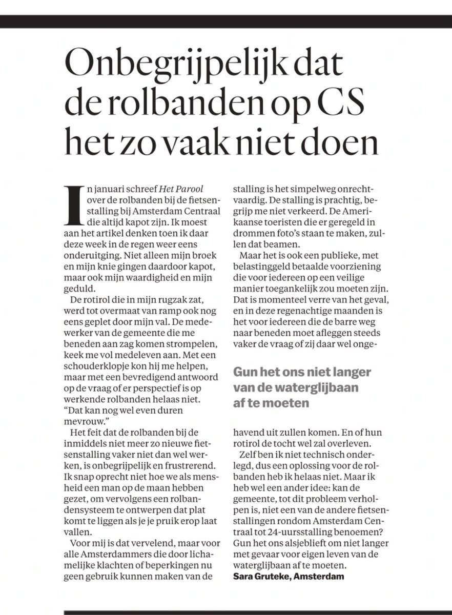 Misschien kan de #fietsflat weer open? Hij staat er nog. Heeft geen rolbanden die kapot gaan, dichter bij t perron, toegankelijker voor mensen die slecht ter been zijn…. ⁦<a href="/parool/">Het Parool</a>⁩ ⁦<a href="/AmsterdamNL/">Gemeente Amsterdam</a>⁩