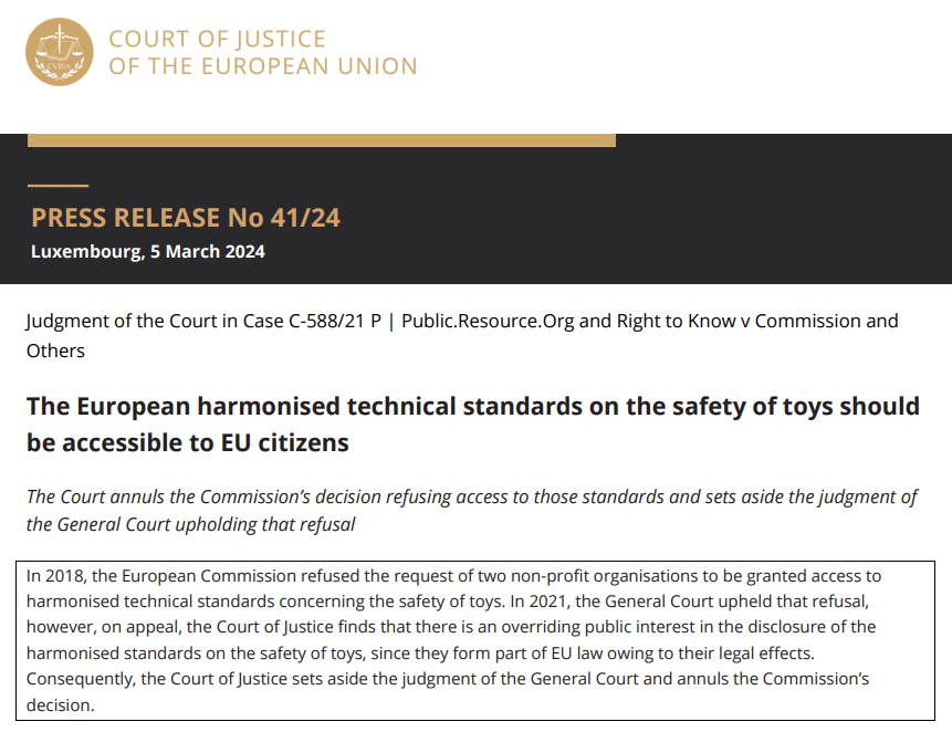 A major update from <a href="/RightToKnowIE/">Right To Know</a> as we're successful in landmark EU case over access to technical standards.

A reminder too that if you want to keep up to date on our latest news, find us on Facebook, Mastodon (<a href="/RightToKnow/">Anders</a>), or BlueSky (righttoknow).

thestory.ie/2024/03/05/rig…
