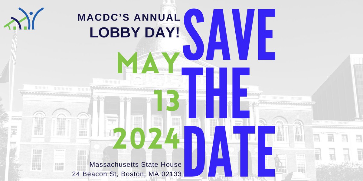 Save the date! Our next big opportunity to come together and advocate for our communities' needs is MACDC Lobby Day on May 13th. We're still finalizing the details, but mark your calendars and plan to join us at the State House. #lobbyday2024 #MACDC #MApoli #boston #CITC