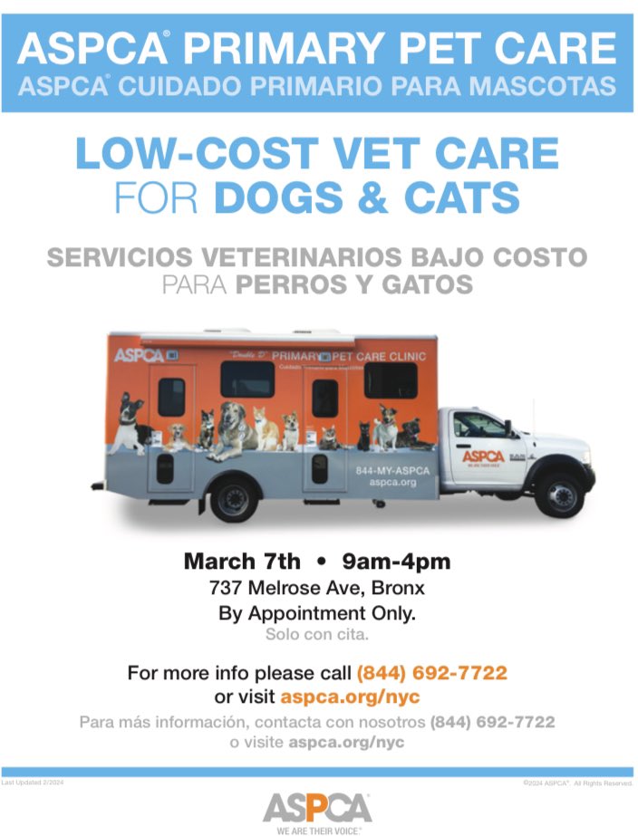 We are hosting an event for your furry family members! Please join us for free to low-cost veterinary care right here at PSA7. Find the details below for date and time.