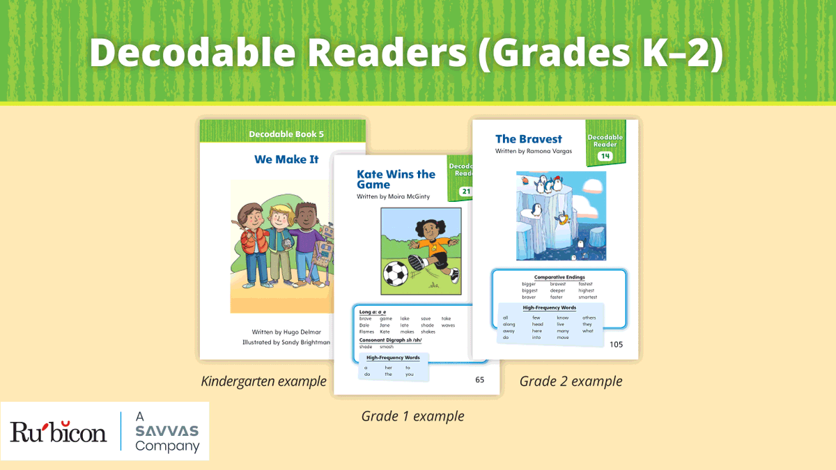 rubiconpubs's tweet image. 💡 Decodable Readers support foundational skill practice for students in grades K-2! 

🔔 Learn more about our library of inclusive Decodable Readers recommended by UFLI, see examples, and stay informed by visiting: ow.ly/tSjV50QK7Zc

 #DecodableReaders #FoundationalSkills
