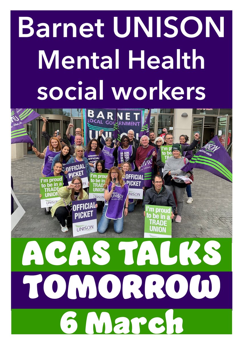 barnet_unison's tweet photo. #Solidarity #BarnetUNISON Mental Health social workers after 27 days of strike action they are going into #ACAS talks.
@wylie_alan @holly_kal @ShowsPromise @barnet_rebel @BarnetForum @Barneteye @_MrMustard @BrokenBarnet @ReasonableNB
#FairPay #SafeService #NoWaitingLists https://t.co/9cWbVZwhL0