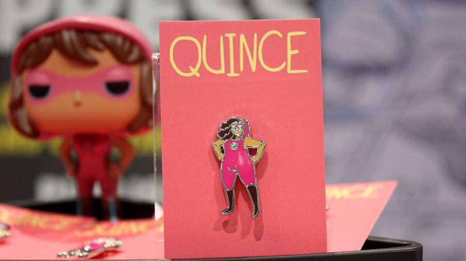 Want to display your own #superhero flair? Check out the @QuinceComic enamel pin at @Fanbase_Press for only $10! #CreatingFandoms #Comics #Latinx #Quince #quinceañera #IndieComics #IndieCreators #StoriesMatter fanbasepress.ecrater.com/p/31163370/qui…