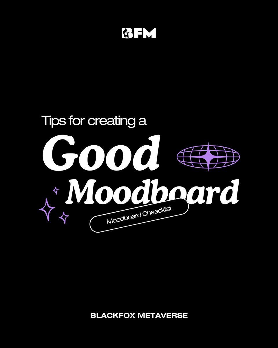 Bfmofficial_'s tweet photo. Moodboard checklist👀 

Check our ig page for more @blackfoxmetaverse 

#moodboard #checklist #bfm #graphicdesigner #tips #digitalmarketing #trendingnow #explorepage https://t.co/CXzcsqbhG8