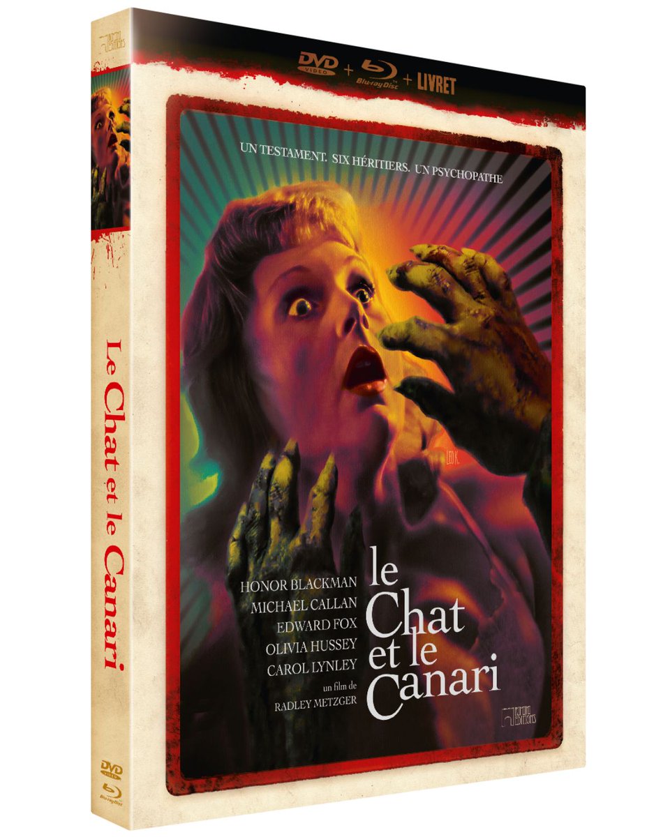 Sortie le 22 mars dans notre collection ANGOISSE, pour la 1ère fois en BLU-RAY:

LE CHAT ET LE CANARI, disponible en précommande

#LeChatEtLeCanari #TheCatAndTheCanary #RadleyMETZGER #HonorBLACKMAN #MichaelCALLAN #EdwardFOX #OliviaHUSSEY #CollectionANGOISSE