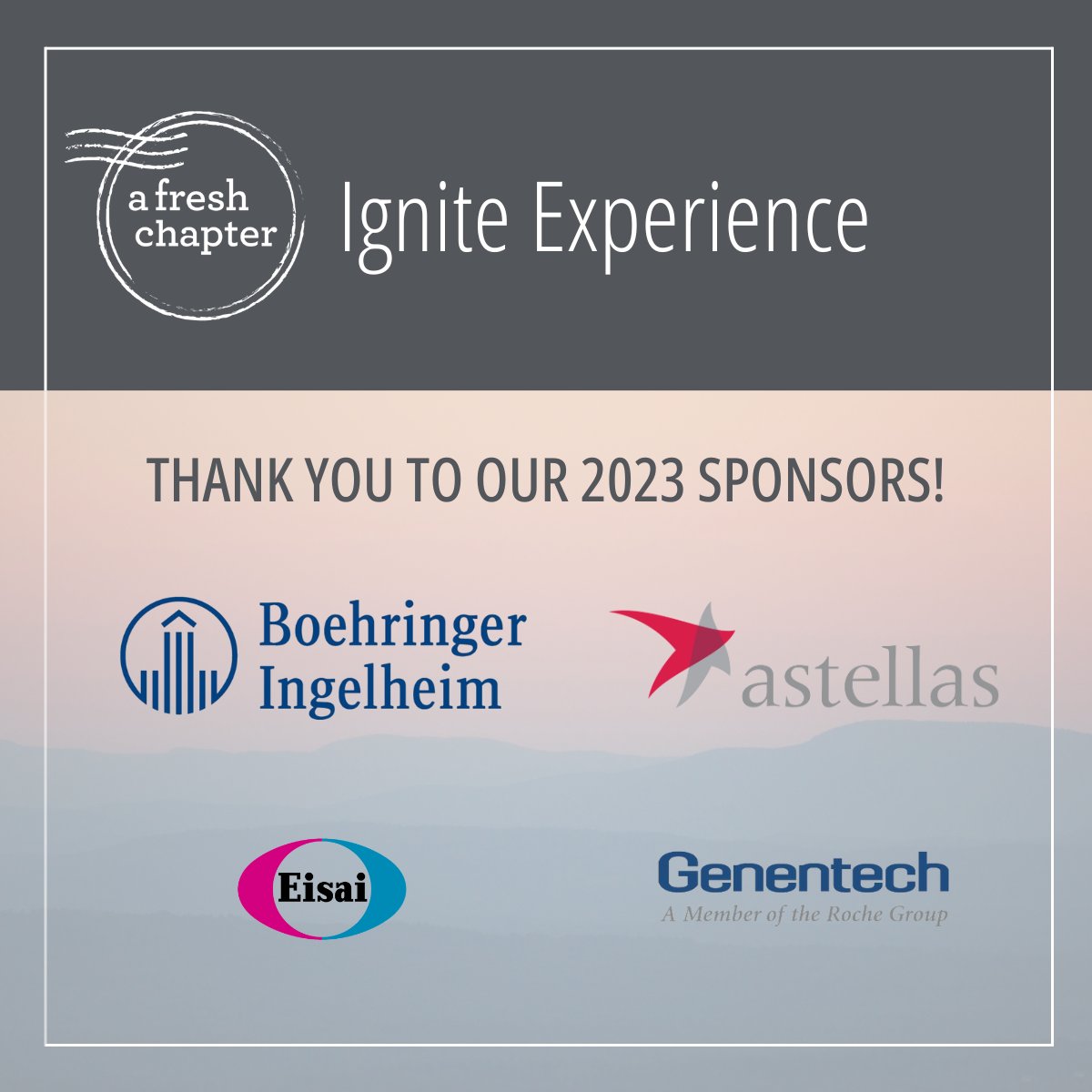 We are so grateful to @boehringerus, @astellasus, @eisaius, @genentech, & our donors for supporting our 2023 Ignite Experience. Offering essential tools & skills to cope more effectively with cancer, AFC served 136 people globally through Ignite in 2023. afreshchapter.com/ignite/