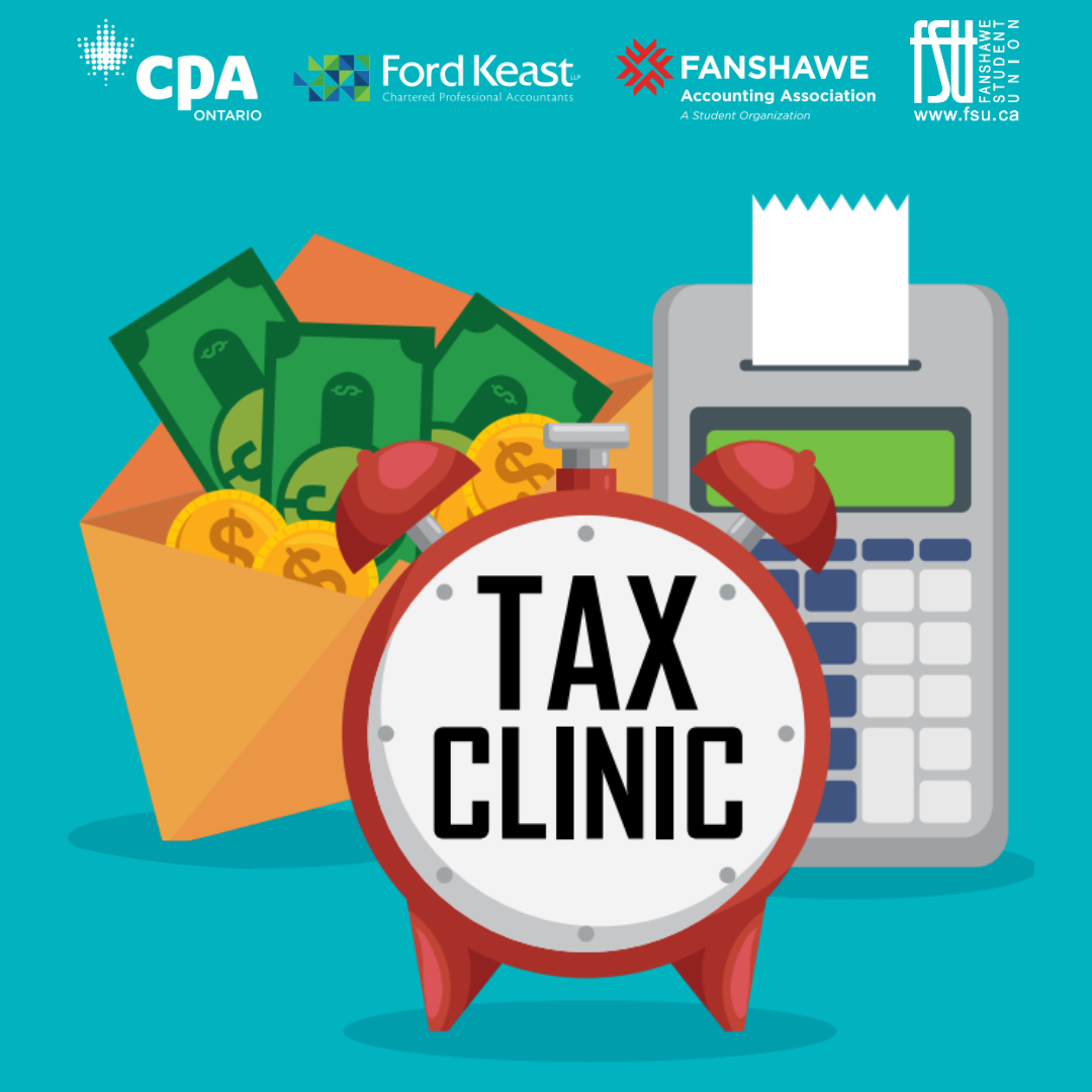 Tax season is coming up and the FAA has your back! If you need help filing your taxes, we’re hosting 3 tax clinics! Fanshawe students are invited to join us on March 12, March 26, and April 2 in Alumni Lounge from 10 – 1. For more information, please visit FSU.ca/events