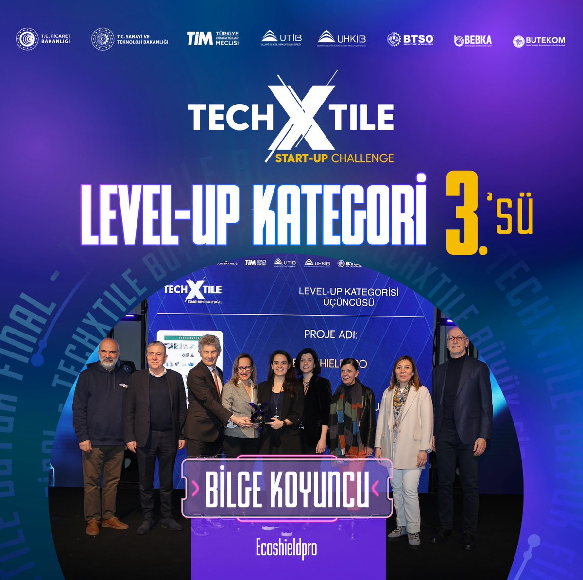 TechXtile Start-Up Challenge Level-Up Kategorisi kazananları belli oldu! Büyük ödülün sahibi, Tekstil Atıklardan Kompozit Hammadde Eldesi projesiyle Sayın Beyza Aslan oldu!