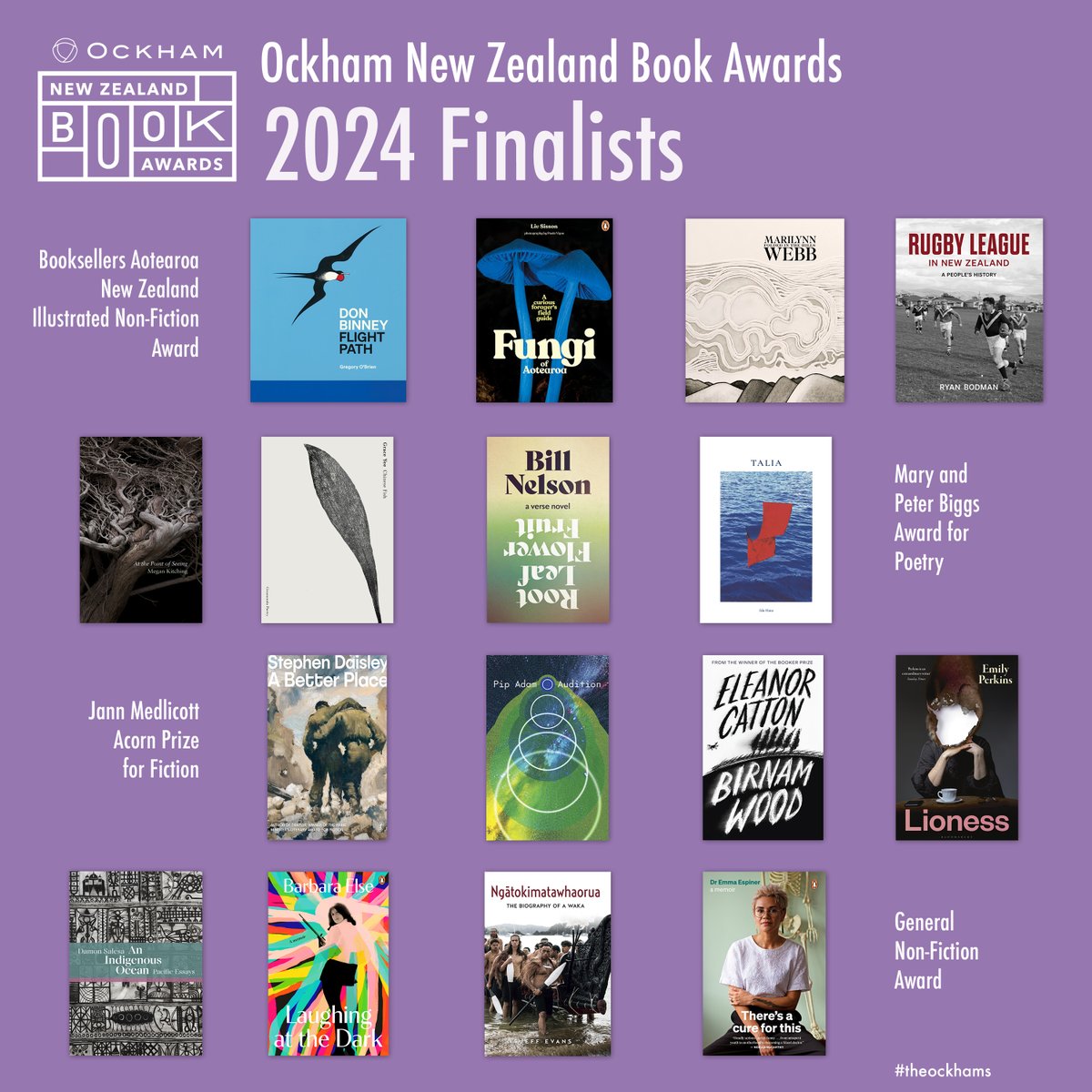 Ockham NZ Book Awards (@theockhams) on Twitter photo Announcing this year's Ockham NZ Book Awards finalists! Congratulations to you all! shorturl.at/wE056. <a href="/AUPBooks/">Auckland University Press</a> <a href="/PenguinBooks_NZ/">Penguin Books NZ</a> <a href="/BWB_NZ/">Bridget Williams Books</a> <a href="/OtagoUniPress/">Otago University Press</a> <a href="/DeadBirdBooks/">Dead Bird Books</a> <a href="/GiramondoBooks/">Giramondo Publishing</a> <a href="/text_publishing/">Text Publishing</a> <a href="/thwupbooks/">Te Herenga Waka University Press</a> <a href="/BloomsburyBooks/">Bloomsbury Books UK</a> <a href="/masseyunipress/">Massey Uni Press</a> @dunedinartgallery Announcing this year's Ockham NZ Book Awards finalists! Congratulations to you all! shorturl.at/wE056. <a href="/AUPBooks/">Auckland University Press</a> <a href="/PenguinBooks_NZ/">Penguin Books NZ</a> <a href="/BWB_NZ/">Bridget Williams Books</a> <a href="/OtagoUniPress/">Otago University Press</a> <a href="/DeadBirdBooks/">Dead Bird Books</a> <a href="/GiramondoBooks/">Giramondo Publishing</a> <a href="/text_publishing/">Text Publishing</a> <a href="/thwupbooks/">Te Herenga Waka University Press</a> <a href="/BloomsburyBooks/">Bloomsbury Books UK</a> <a href="/masseyunipress/">Massey Uni Press</a> @dunedinartgallery