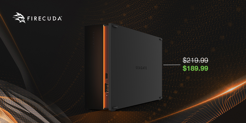 🤑🤑 HUGE SALE ALERT 🤑🤑 Keep all your titles safe and sound with our FireCuda Gaming Hub 8TB! Now available for $189.99 here 👉 seagate.media/6012cw8wQ #SeagateGaming #SeagateFireCuda